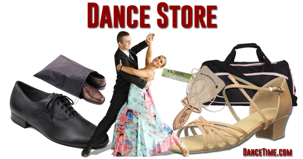 dance store - image with dance items such as shoes, tote bags, accessories