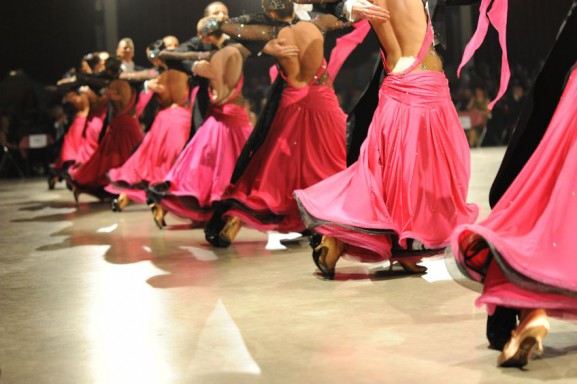 Waltz dance styles demonstrated by a waltz team